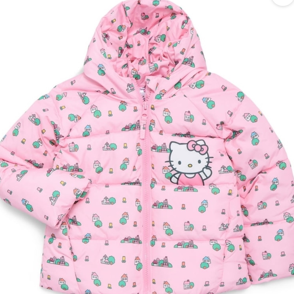 BRAND NEW Hello Kitty Pink Toddler Hooded Puffer Jacket